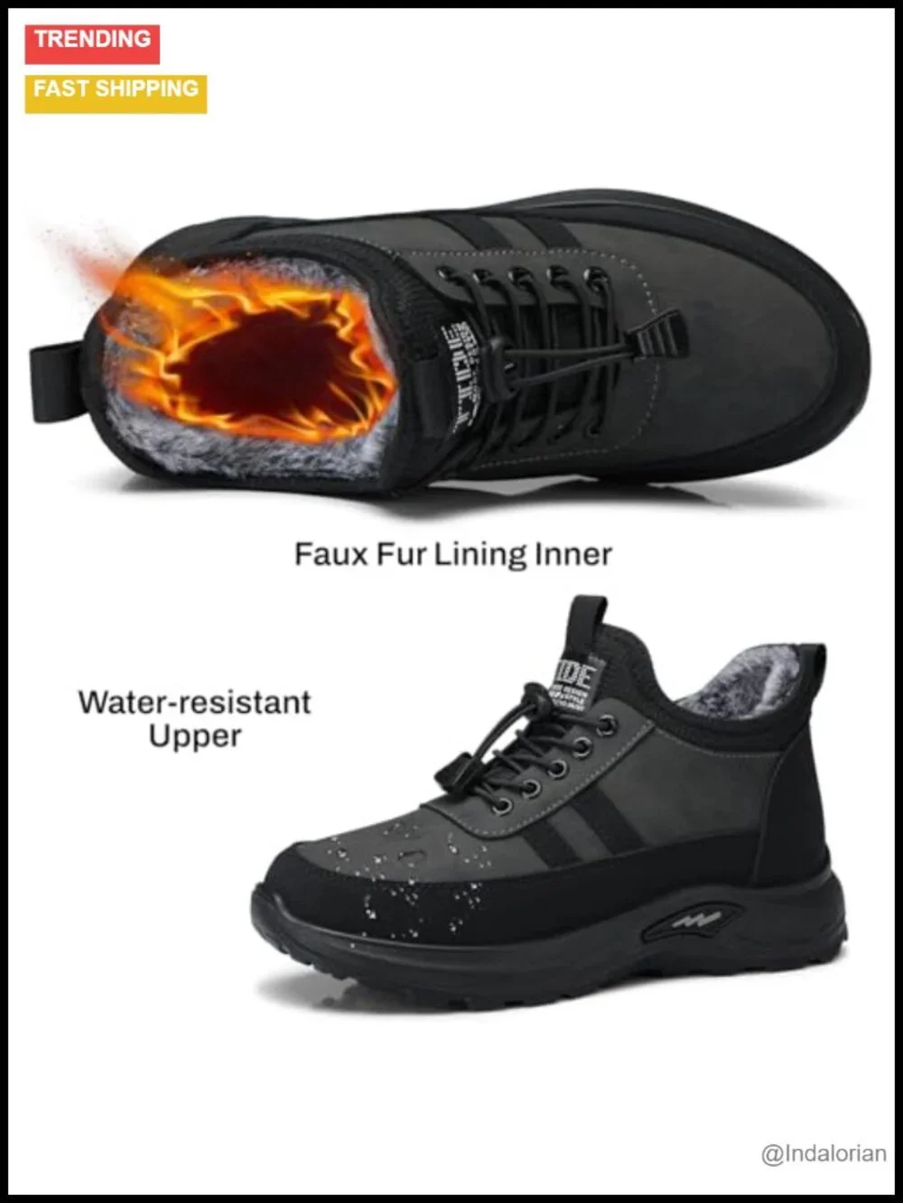 Warm Faux Fur Lined Waterproof Snow Ankle Booties Slip On Non-slip Winter Boots